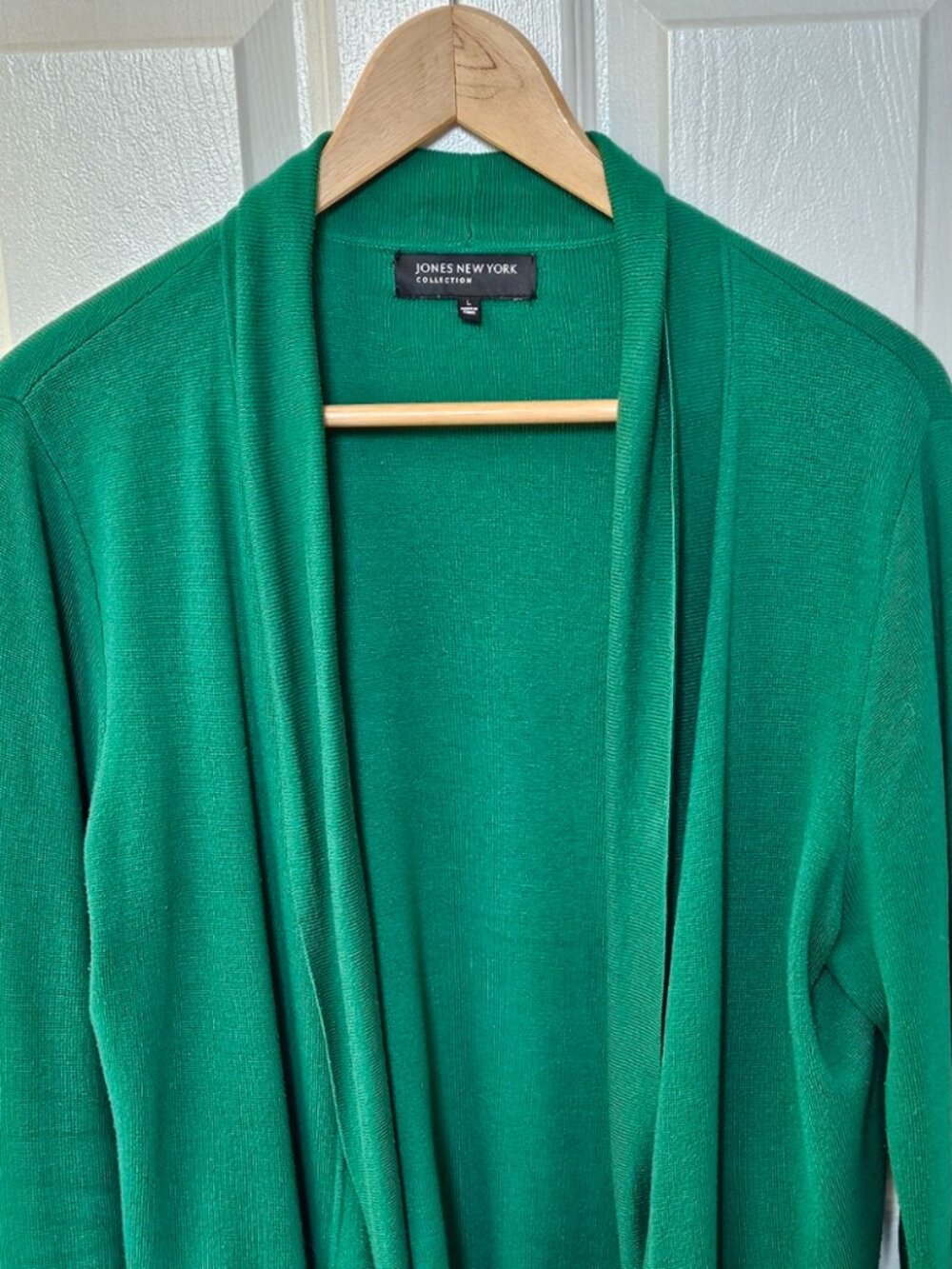 Jones New York Collection Green Open-Front Cardigan Sweater M